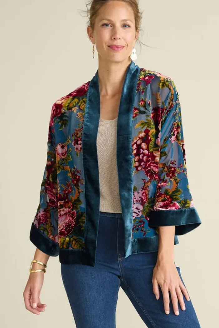 Soft Surroundings Toppers|Jackets & Coats|Bercy Velvet Topper RoseGardenBurnout