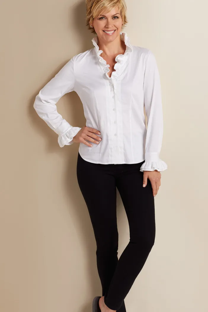Soft Surroundings Tops|Boleyn Shirt White