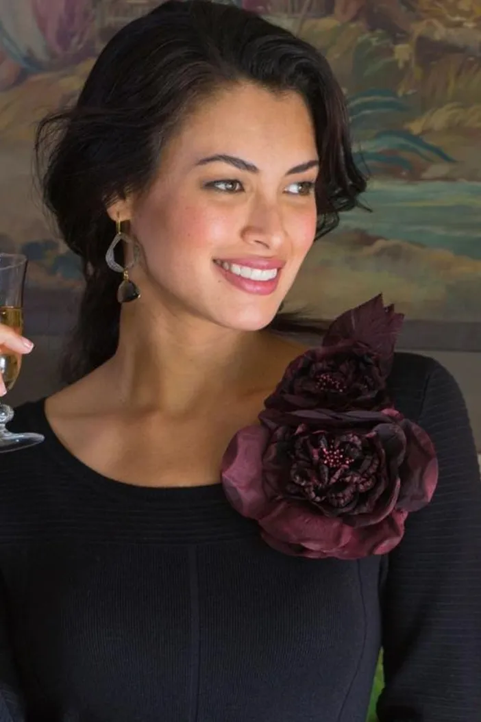 Soft Surroundings Jewelry|Bordeaux Blooms Pin Burgundy