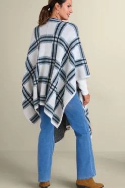 Soft Surroundings Scarves & Wraps|Braunwyn Plaid Wrap BlueWindowpanePlaid