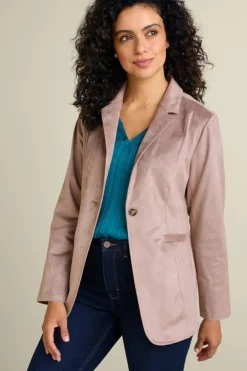 Soft Surroundings Toppers|Jackets & Coats|Breck Faux Suede Blazer Stone