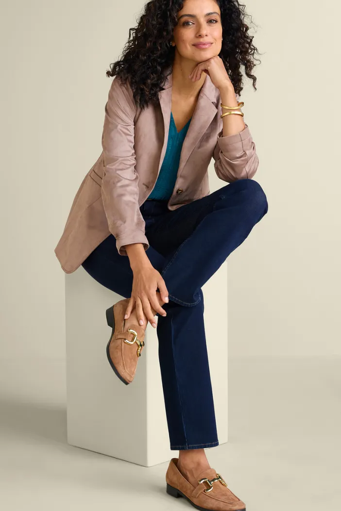 Soft Surroundings Toppers|Jackets & Coats|Breck Faux Suede Blazer Stone