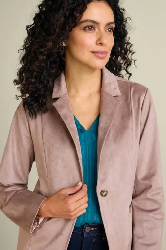 Soft Surroundings Toppers|Jackets & Coats|Breck Faux Suede Blazer Stone