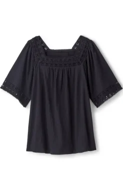 Soft Surroundings Tops|Brianna Crochet Knit Tee Black