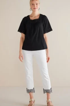 Soft Surroundings Tops|Brianna Crochet Knit Tee Black