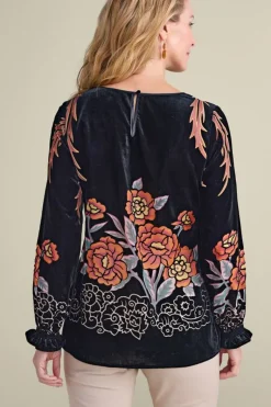 Soft Surroundings Tops|Brielle Velvet Top BlackMulti