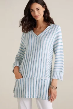 Soft Surroundings Tops|Briza Stripe Tunic ChambrayBlue/WhiteStrip