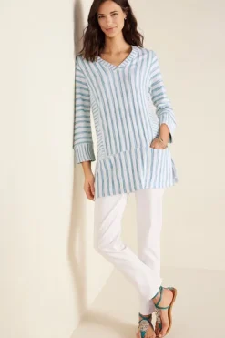 Soft Surroundings Tops|Briza Stripe Tunic ChambrayBlue/WhiteStrip