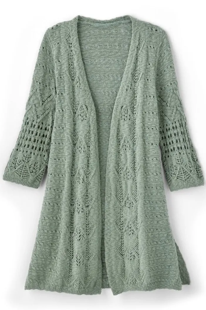 Soft Surroundings Tops|Sweaters & Cardigans|Calistoga Pointelle Cardigan GreenMilieu