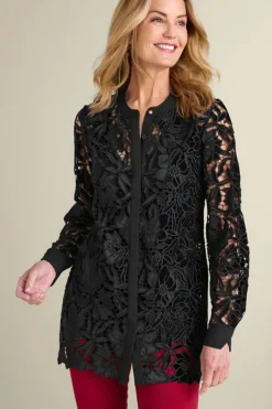 Soft Surroundings Tops|Candace Velvet Lace Tunic Black
