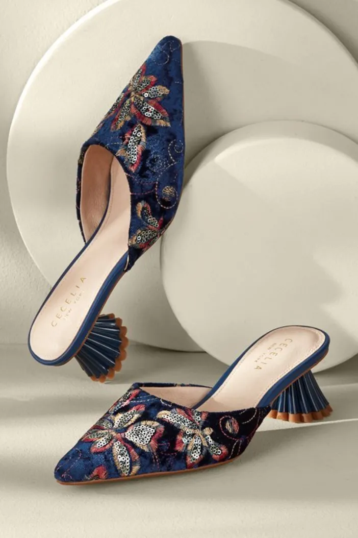 Soft Surroundings Shoes|Cecelia Ny Melony Heel Slides NavySequin