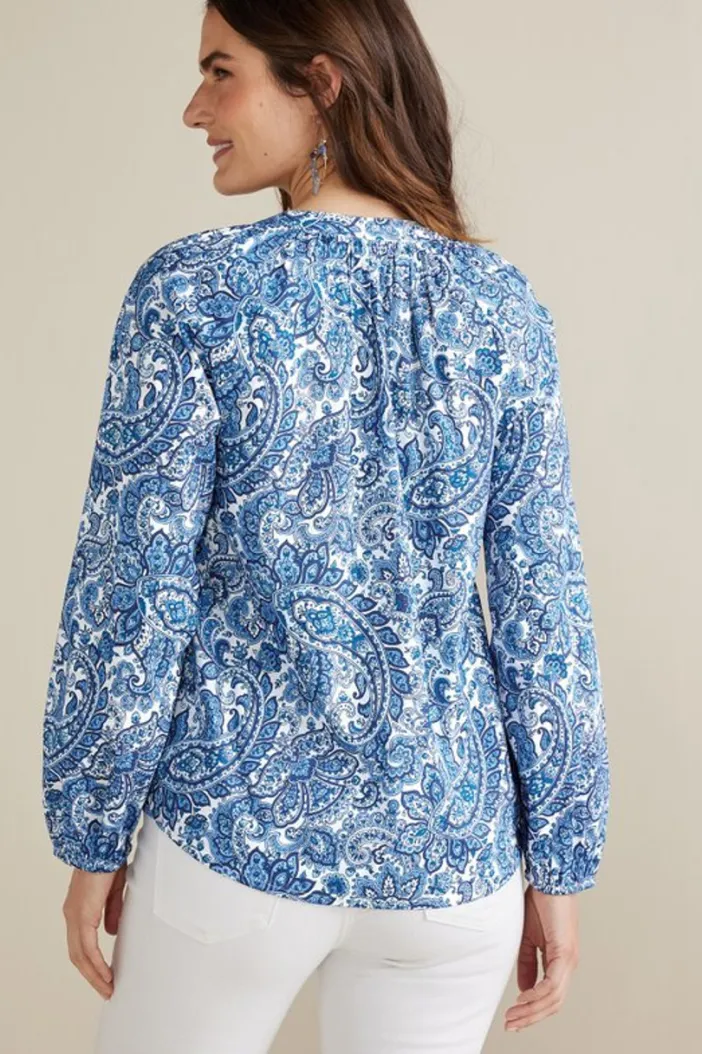 Soft Surroundings Tops|Celia Top SpringPaisleyChambray