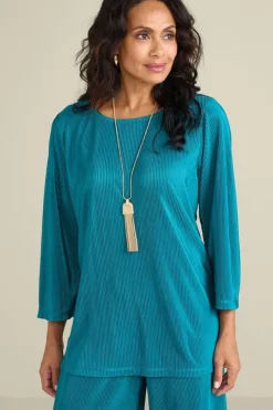 Soft Surroundings Tops|Cella Plisse Tunic DeepLagoon
