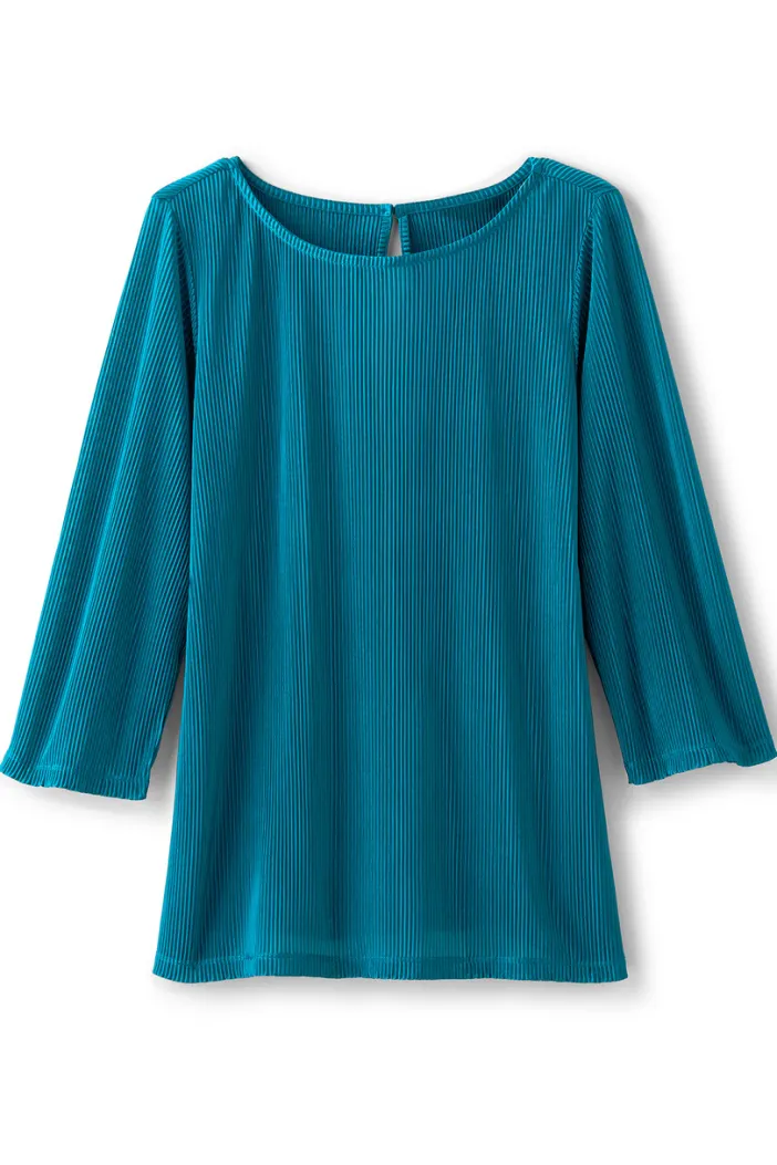Soft Surroundings Tops|Cella Plisse Tunic DeepLagoon