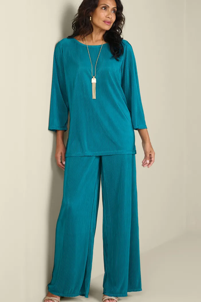 Soft Surroundings Tops|Cella Plisse Tunic DeepLagoon