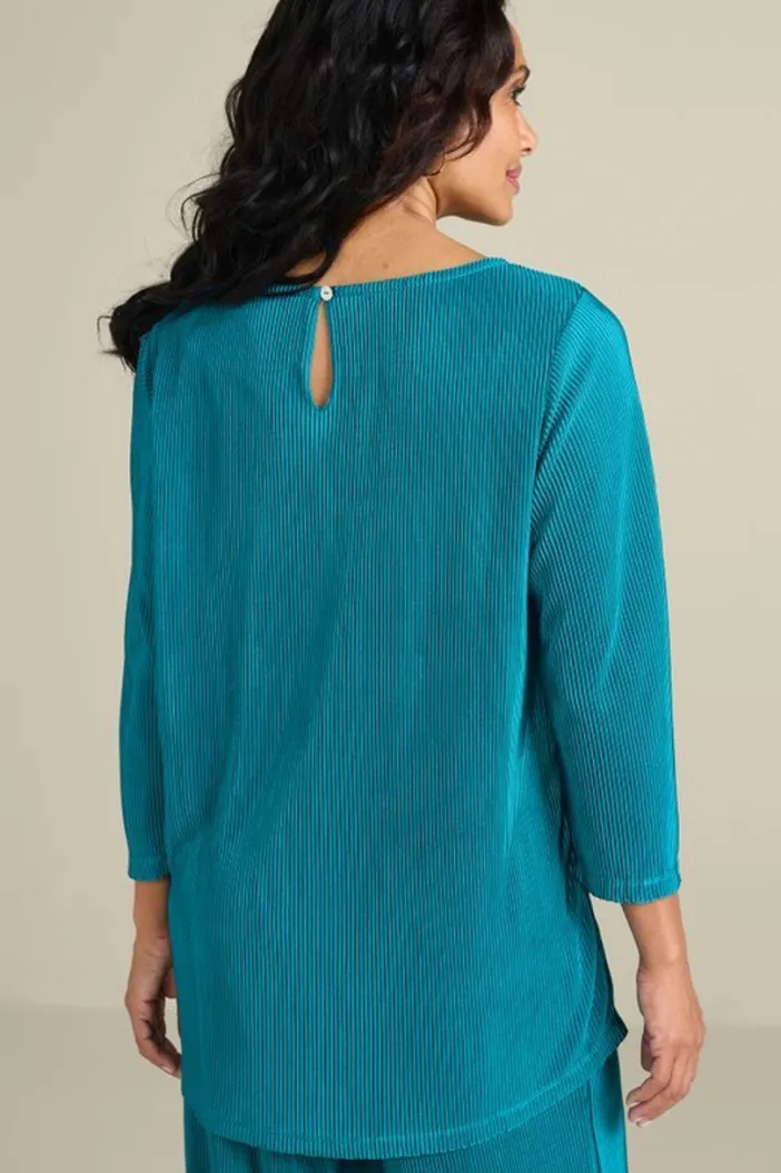 Soft Surroundings Tops|Cella Plisse Tunic DeepLagoon