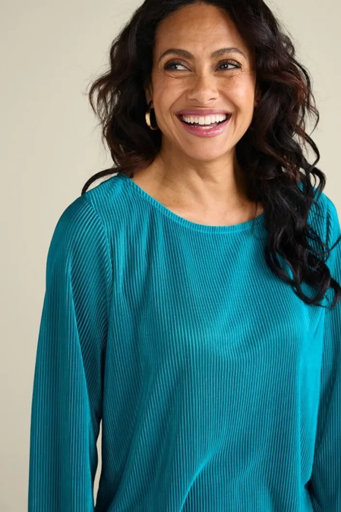 Soft Surroundings Tops|Cella Plisse Tunic DeepLagoon