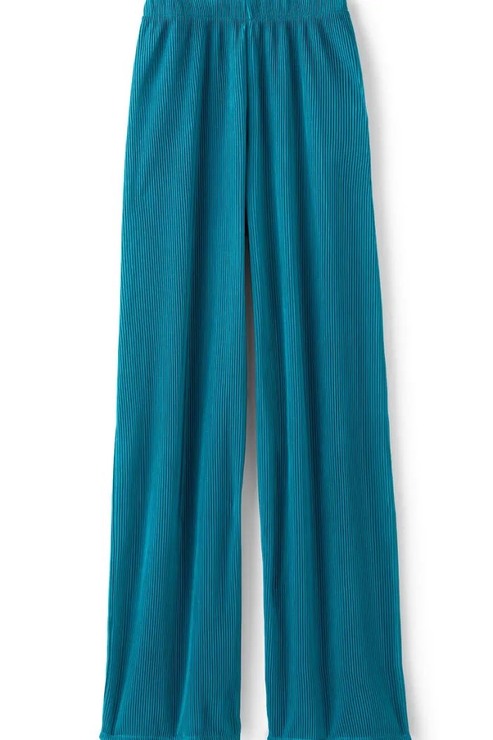 Soft Surroundings Pants|Cella Plisse Wide Leg Pants DeepLagoon