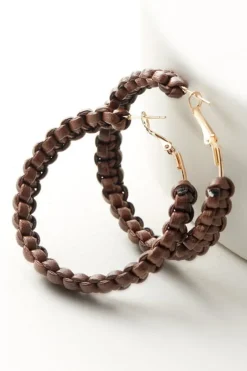 Soft Surroundings Jewelry|Earrings|Charlotte Leather Hoop Earrings Brown