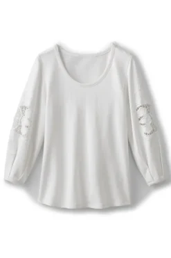 Soft Surroundings Tops|Charmaine Embroidered French Terry Top BuffYellow