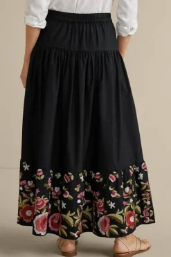 Soft Surroundings Skirts|Cindi Embroidered Maxi Skirt Black
