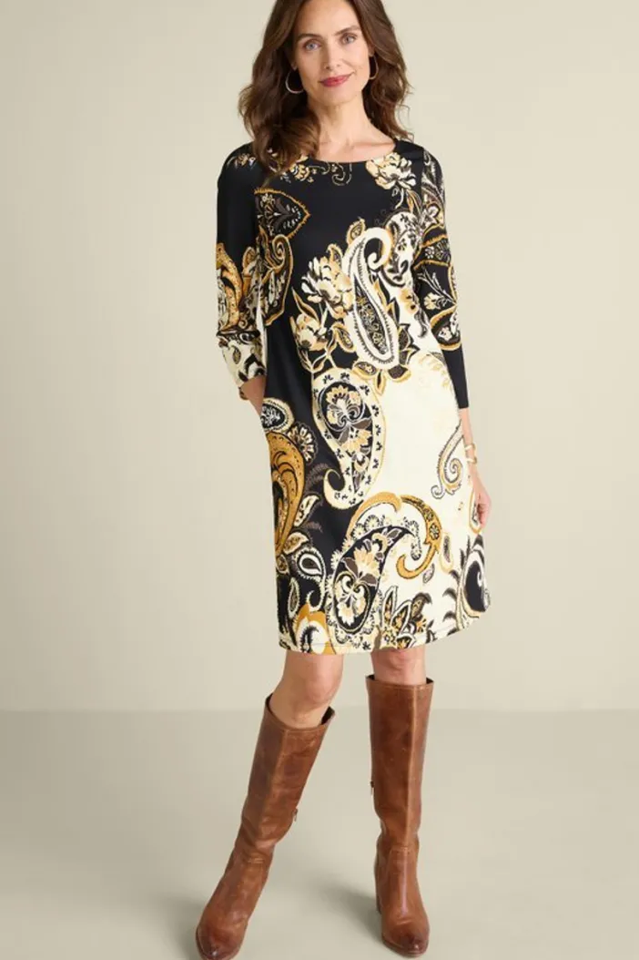 Soft Surroundings Dresses|Clotilde Ponte Dress AutumnPaisley
