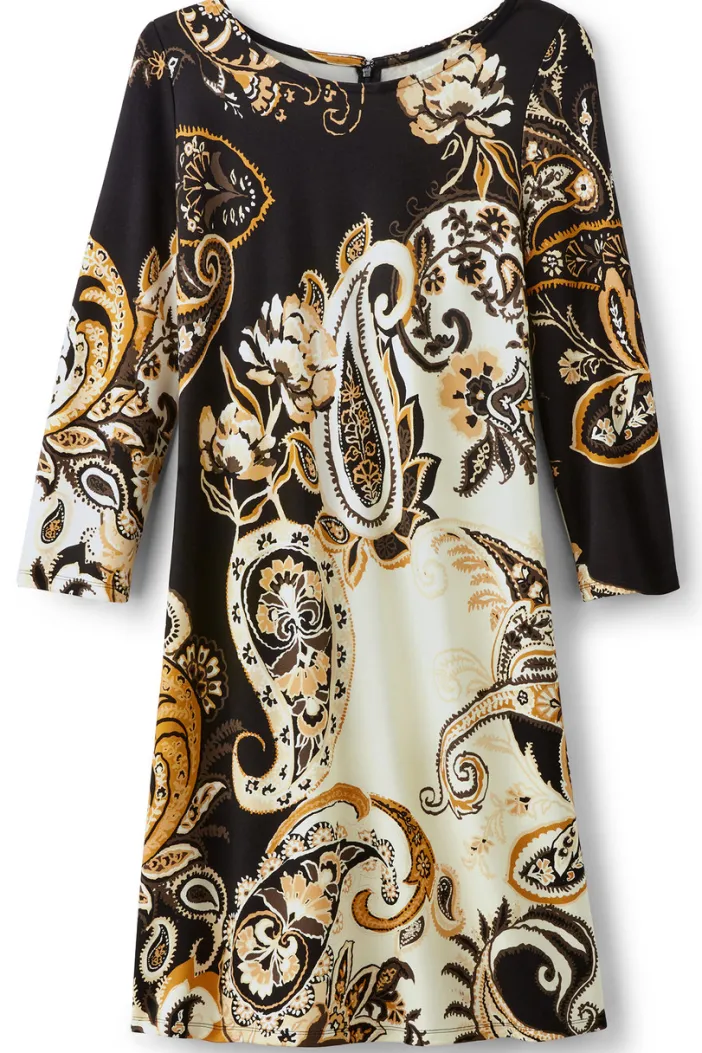 Soft Surroundings Dresses|Clotilde Ponte Dress AutumnPaisley