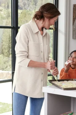 Soft Surroundings Tops|Cozy Boyfriend Shirt SoftTaupeHeather