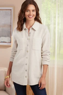 Soft Surroundings Tops|Cozy Boyfriend Shirt SoftTaupeHeather