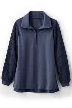 Soft Surroundings Tops|Crochet Sleeve French Terry Tunic