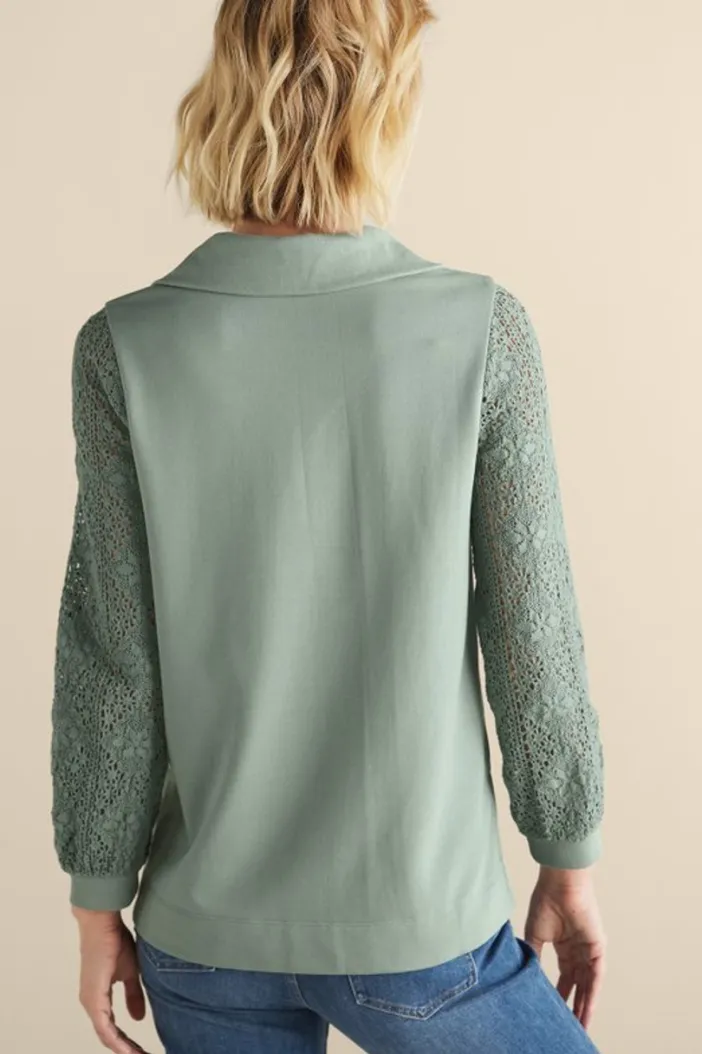 Soft Surroundings Tops|Crochet Sleeve French Terry Tunic