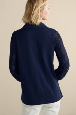 Soft Surroundings Tops|Crochet Sleeve French Terry Tunic