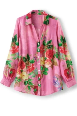 Soft Surroundings Tops|Danica Embellished Shirt Red/PinkFloral