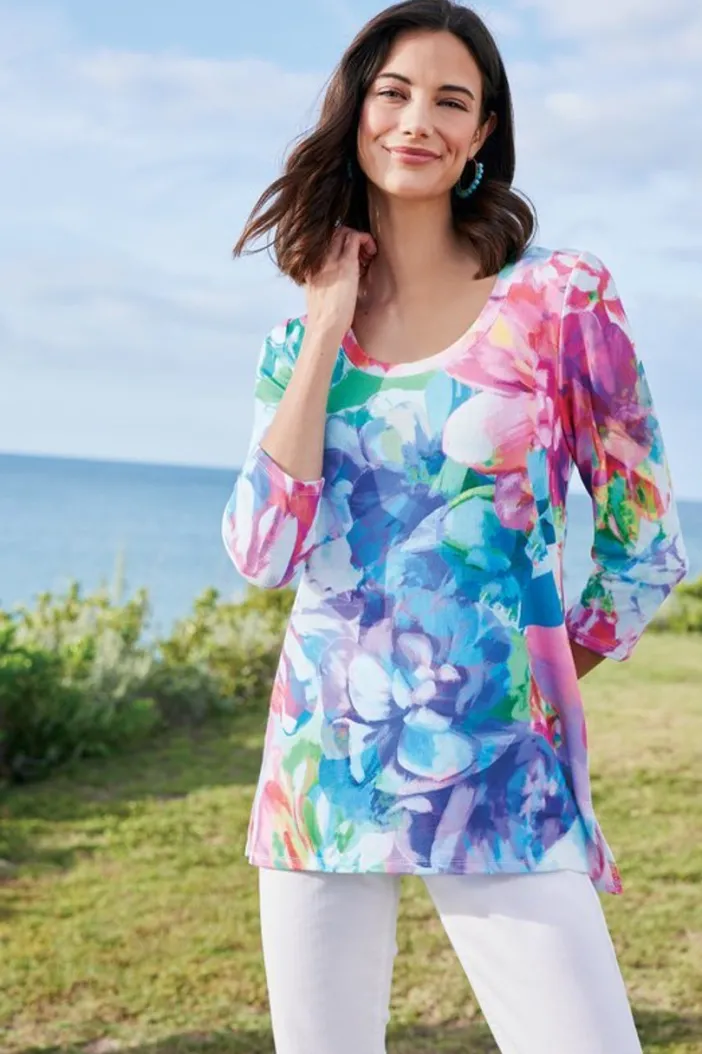 Soft Surroundings Tops|Darcy Tunic PinkSpringFloral