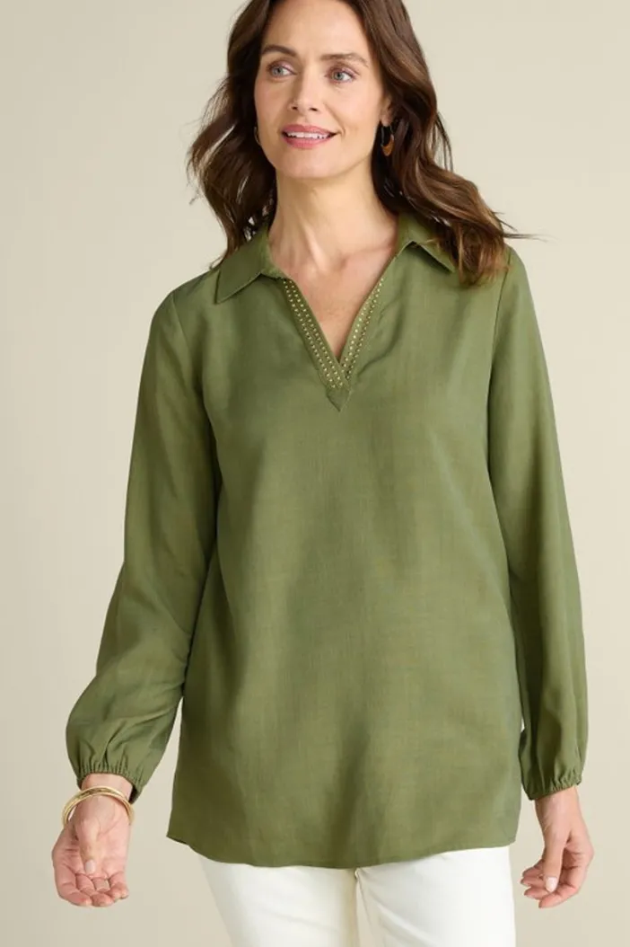Soft Surroundings Tops|Delaine Tencel™ Tunic LodenGreen