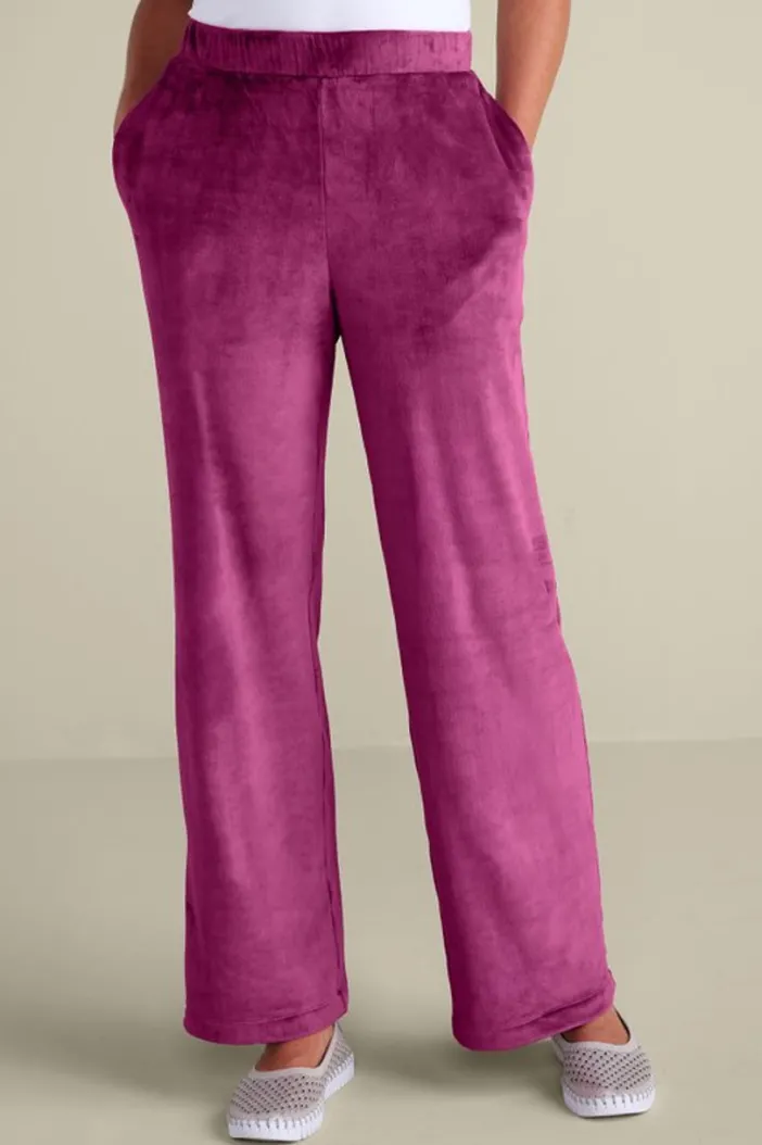Soft Surroundings Pants|Dixie Velour Wide Leg Pants Boysenberry