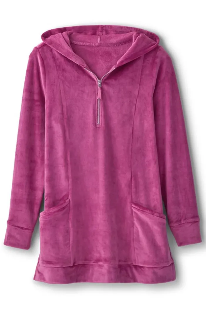 Soft Surroundings Tops|Dixie Velour Zip Hoodie Tunic Boysenberry