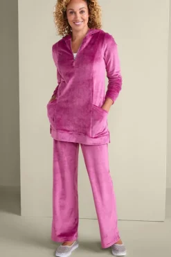 Soft Surroundings Tops|Dixie Velour Zip Hoodie Tunic Boysenberry