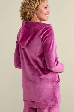 Soft Surroundings Tops|Dixie Velour Zip Hoodie Tunic Boysenberry