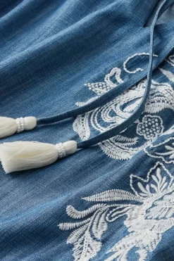 Soft Surroundings Tops|Diya Embroidered Tencel™ Peasant Top MediumWash