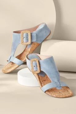 Soft Surroundings Shoes|Donald Pliner Ofelia Wedge Slide PaleGold