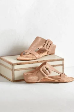 Soft Surroundings Shoes|Donald Pliner Ofelia Wedge Slide PaleGold