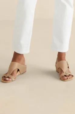 Soft Surroundings Shoes|Donald Pliner Ofelia Wedge Slide PaleGold