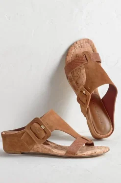 Soft Surroundings Shoes|Donald Pliner Ofelia Wedge Slide PaleGold