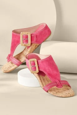 Soft Surroundings Shoes|Donald Pliner Ofelia Wedge Slide PaleGold