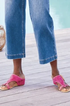 Soft Surroundings Shoes|Donald Pliner Ofelia Wedge Slide PaleGold