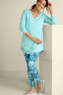 Soft Surroundings Tops|Dove French Terry Asymmetrical Tunic PastelTurquoise