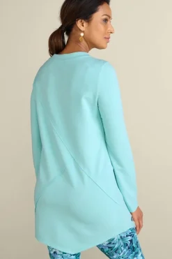Soft Surroundings Tops|Dove French Terry Asymmetrical Tunic PastelTurquoise