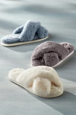 Soft Surroundings Shoes|Dreama Faux Fur Cross Band Slippers