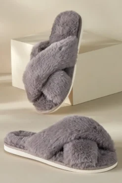 Soft Surroundings Shoes|Dreama Faux Fur Cross Band Slippers